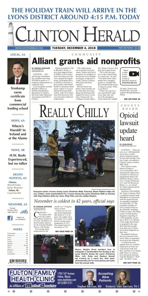 The front page for December 4, 2018