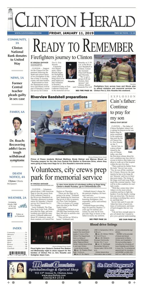 The front page for January 11, 2019