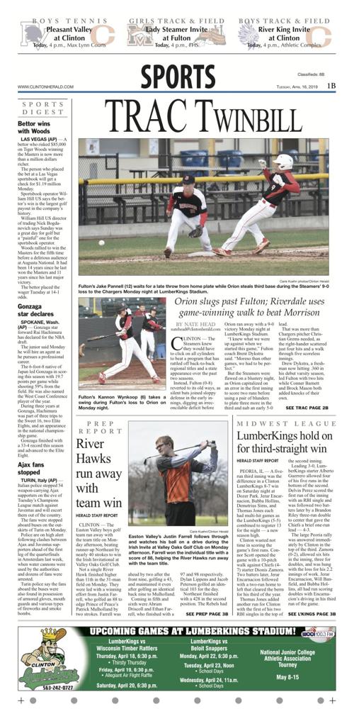 The sports page for April 16, 2019