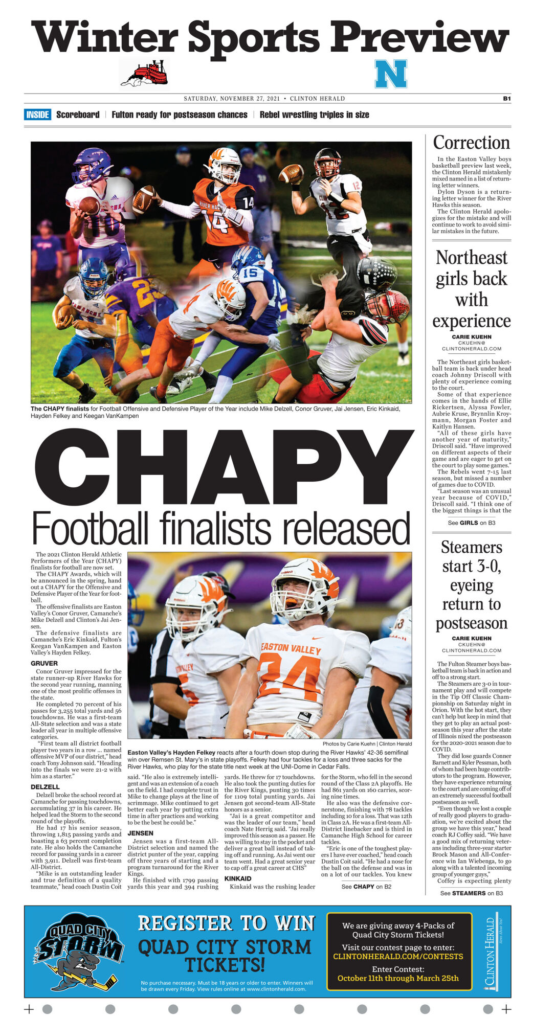 November 27, 2021 Front Sports page