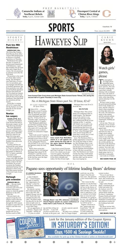 The sports page for January 25, 2019