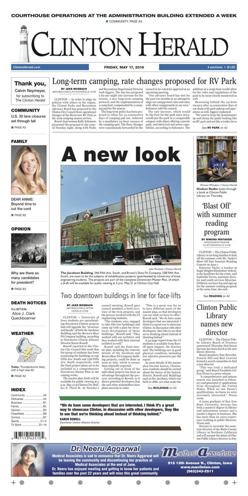 The front page for May 17, 2019