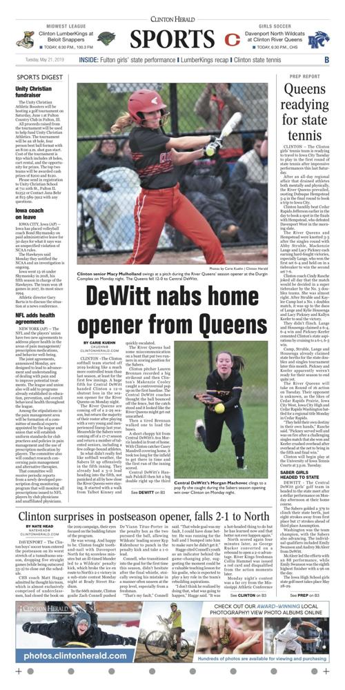 The sports page for May 21, 2019