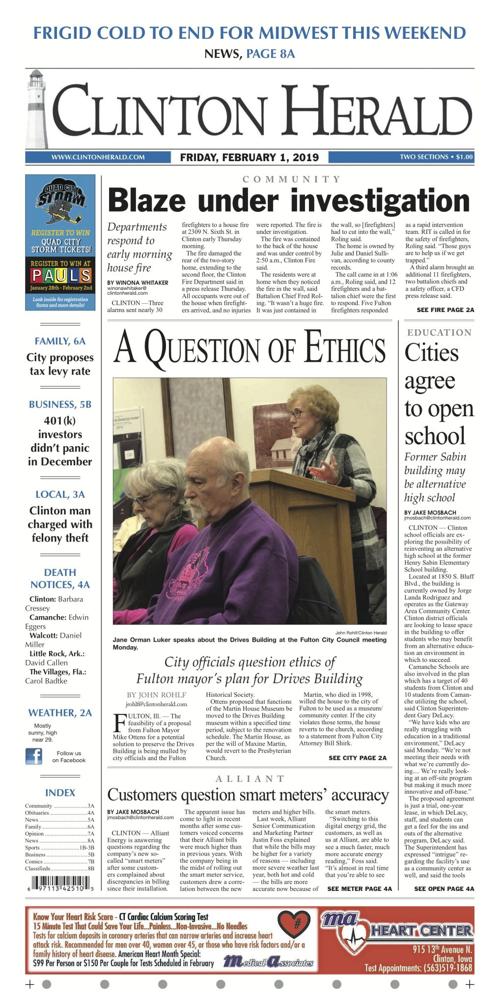 The front page for February 1, 2019