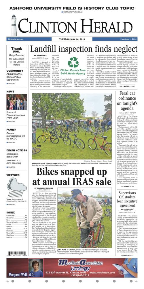 The front page for May 14, 2019