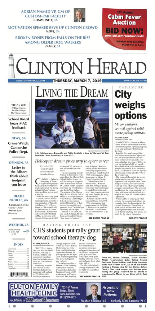The front page for March 7, 2019