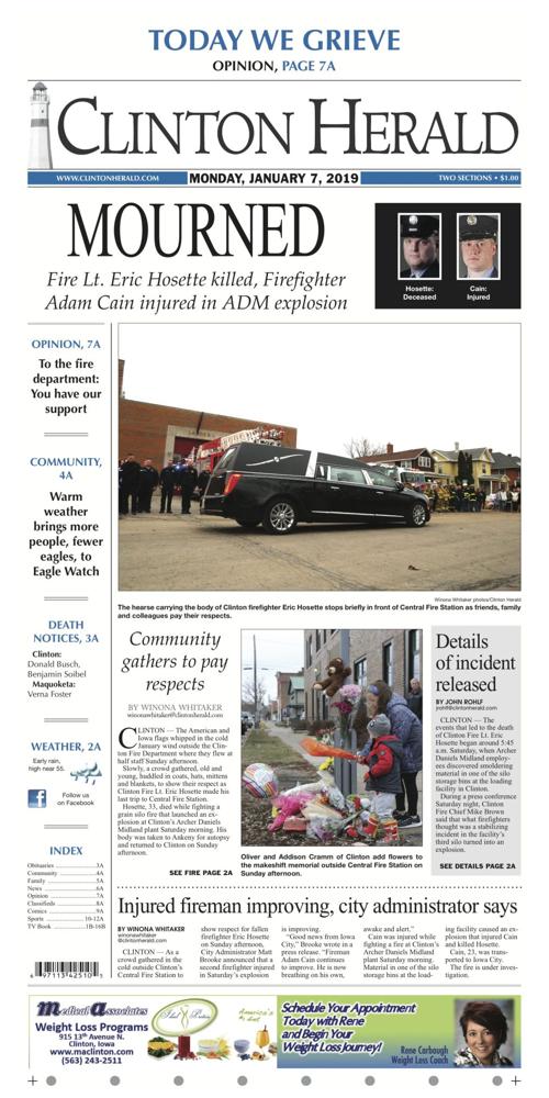 The front page for January 7, 2019