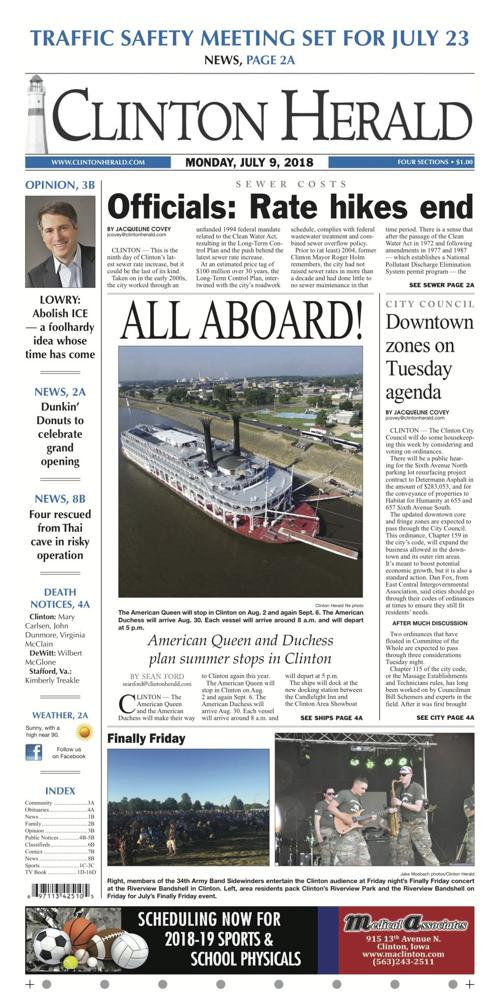 The front page for July 9, 2018