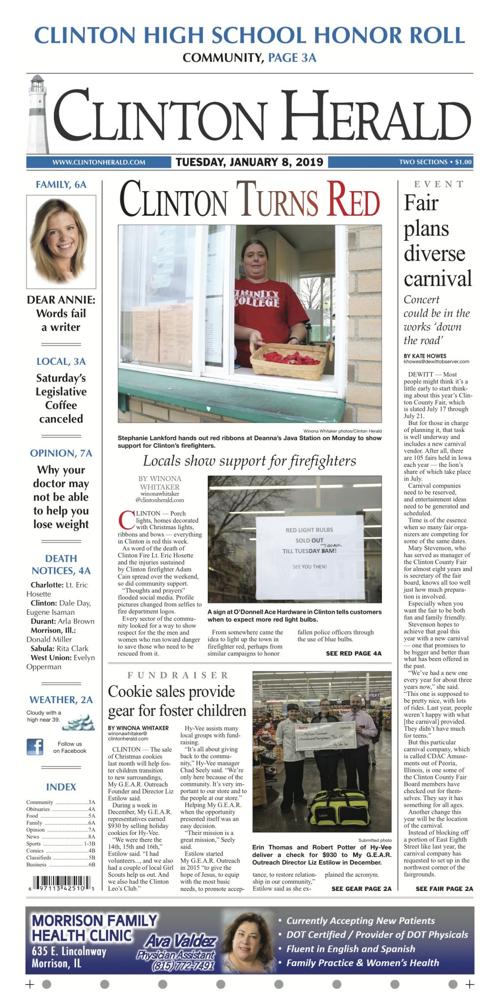 The front page for January 8, 2019