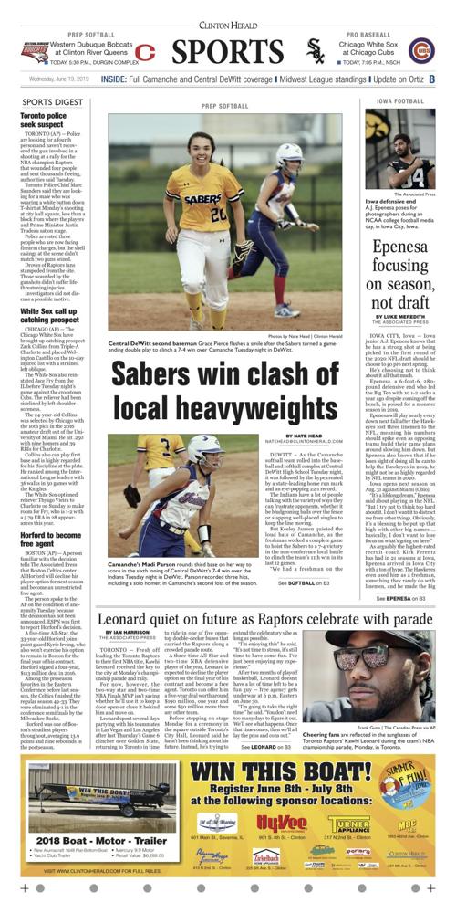 The sports page for June 19, 2019