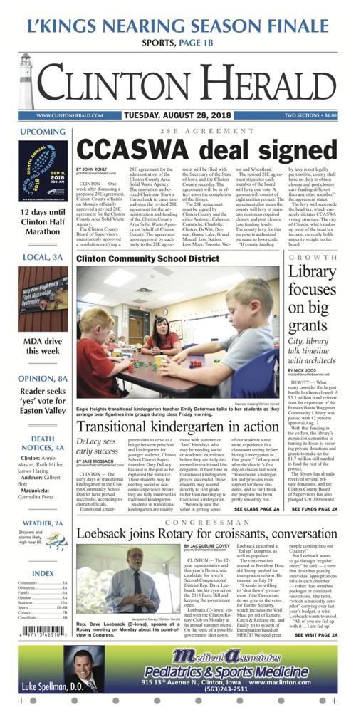 The front page for August 28, 2018