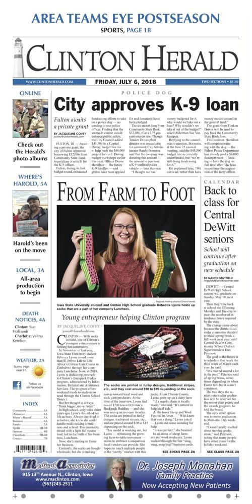 The front page for July 6, 2018