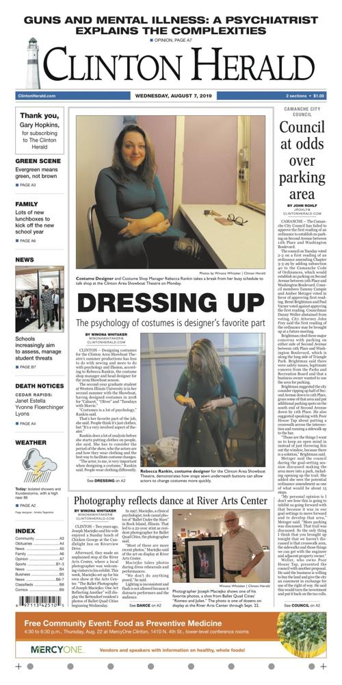 The front page for August 7, 2019