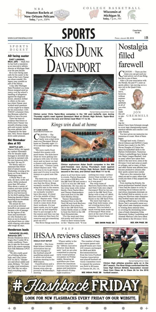 The Sports Page for Jan. 26, 2018