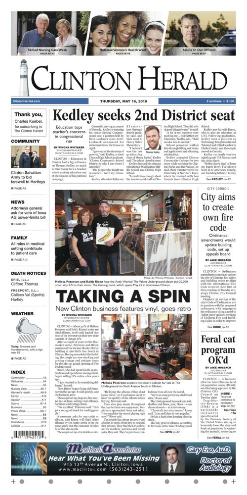 The front page for May 16, 2019