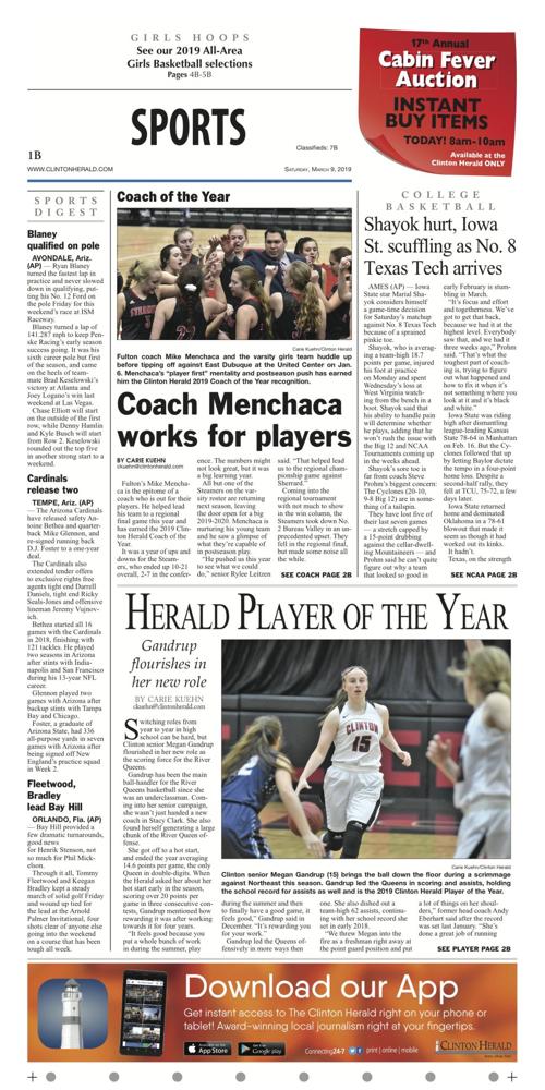 The sports page for March 9, 2019