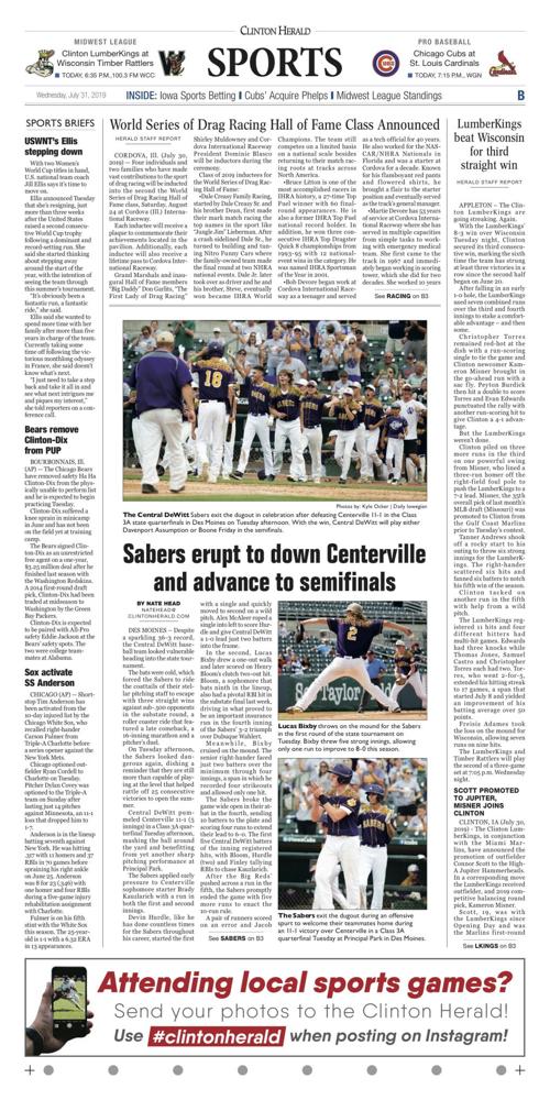 The sports page for July 31, 2019