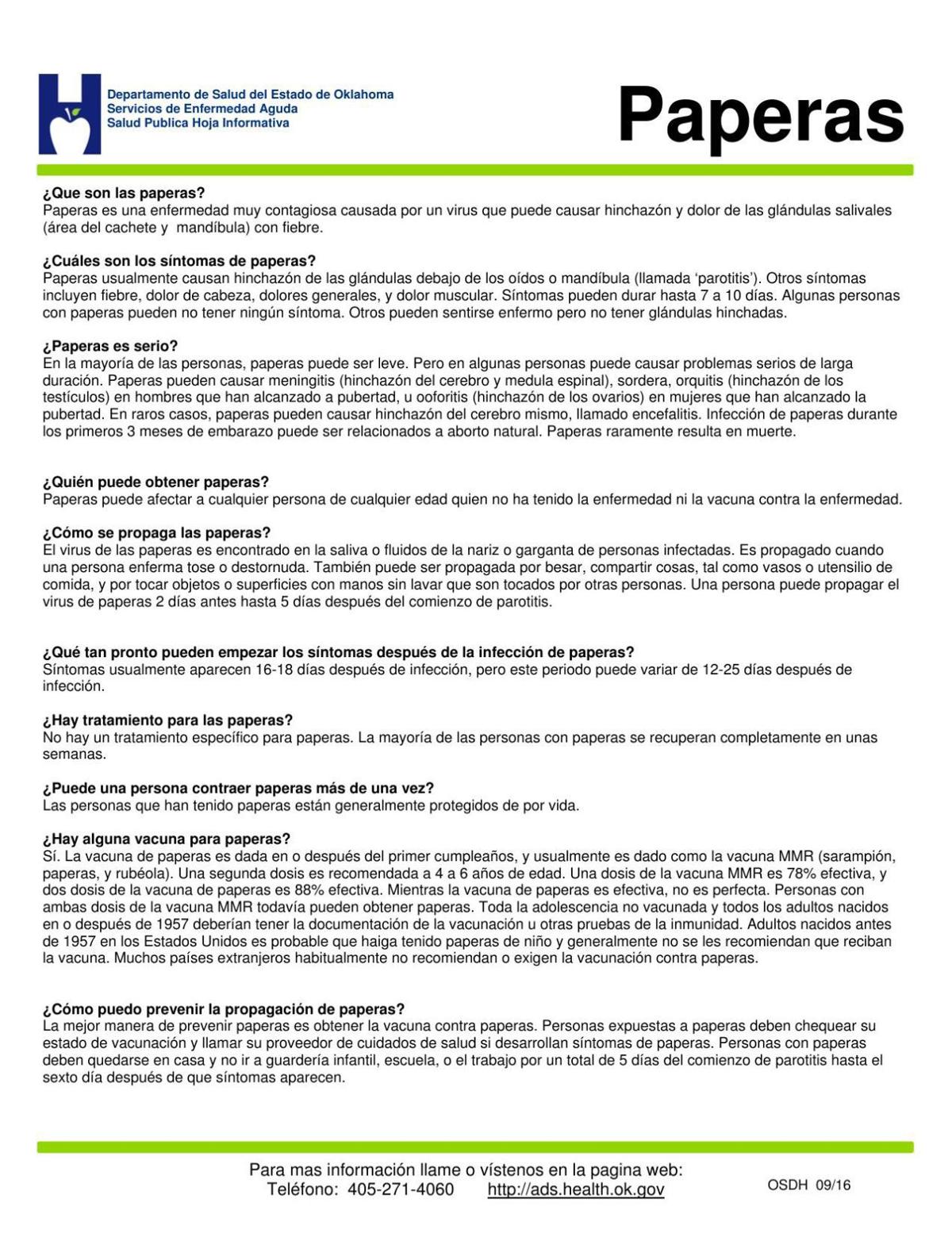 Mumps facts in Spanish | | cnhinews.com