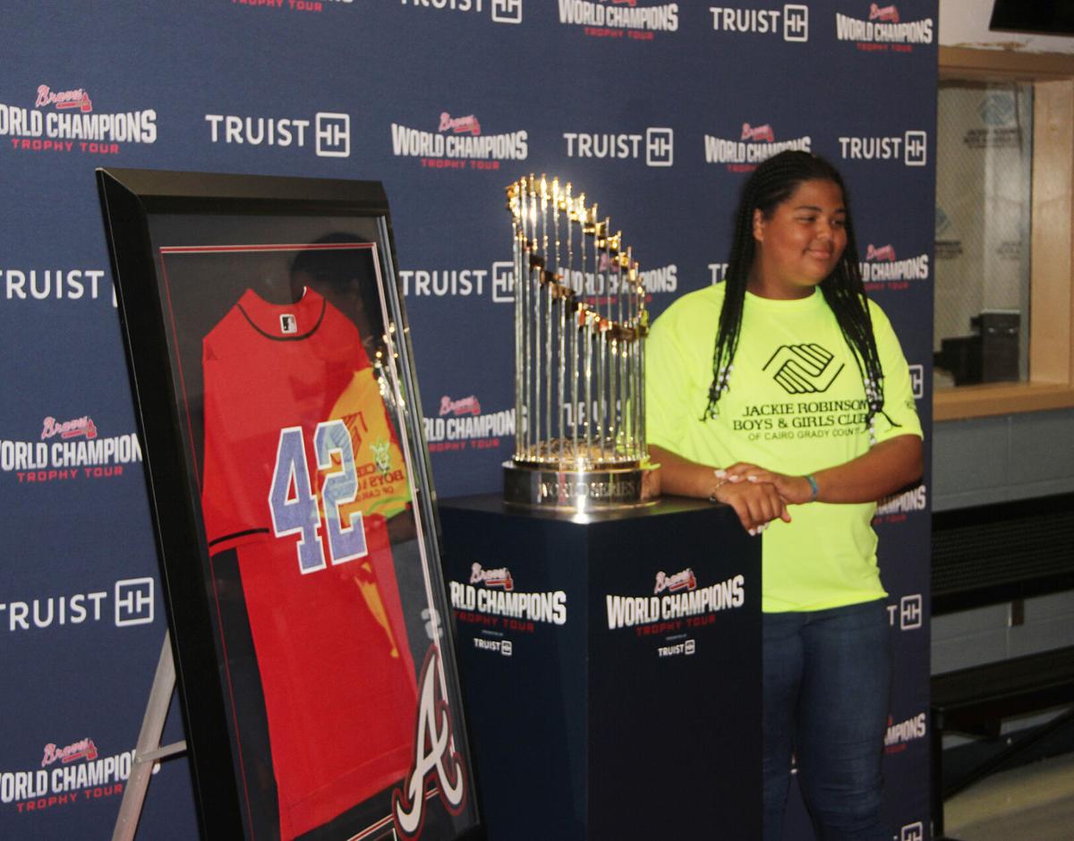 The Jackie Robinson Award trophy presented to the National League