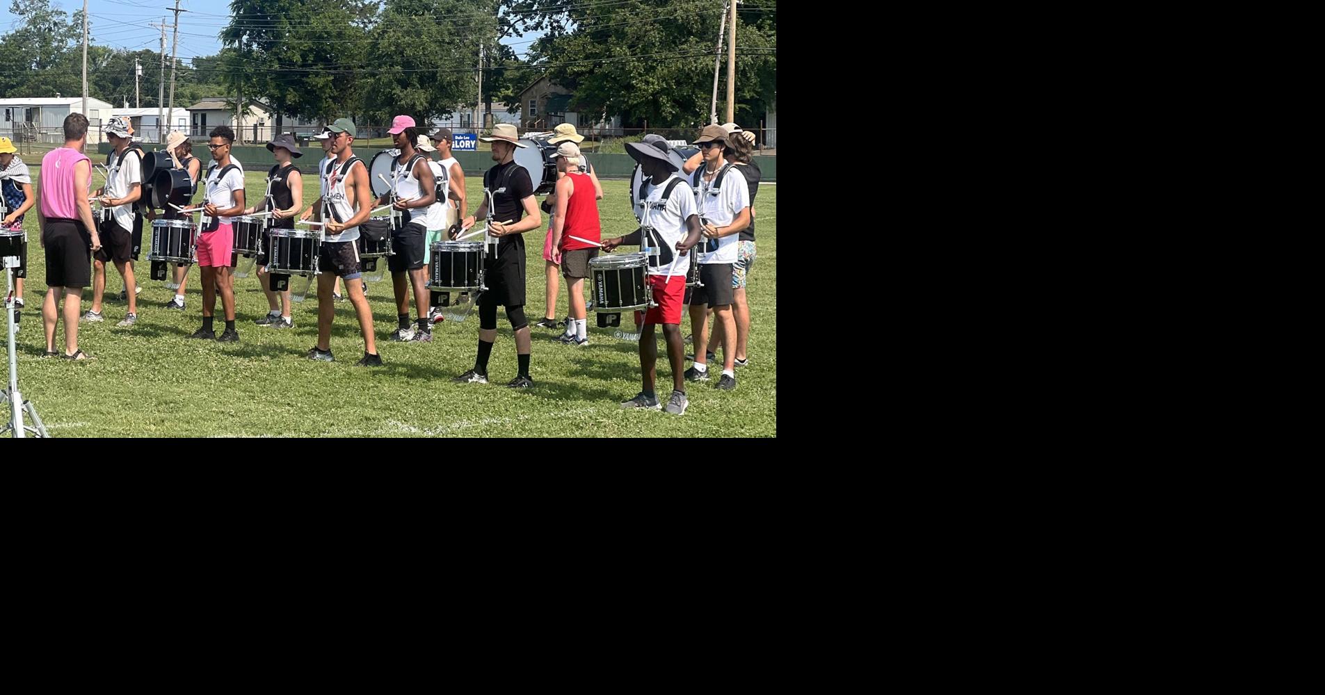 Crossmen Drum and Bugle Corps marches through practice at Oklahoma