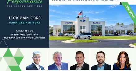 Performance Brokerage Services Advises on the Sale of Jack Kain Ford in Versailles, Kentucky, from Bob Kain, Vickie Kain Fister, and Pat Kain to O'Brien Auto Team