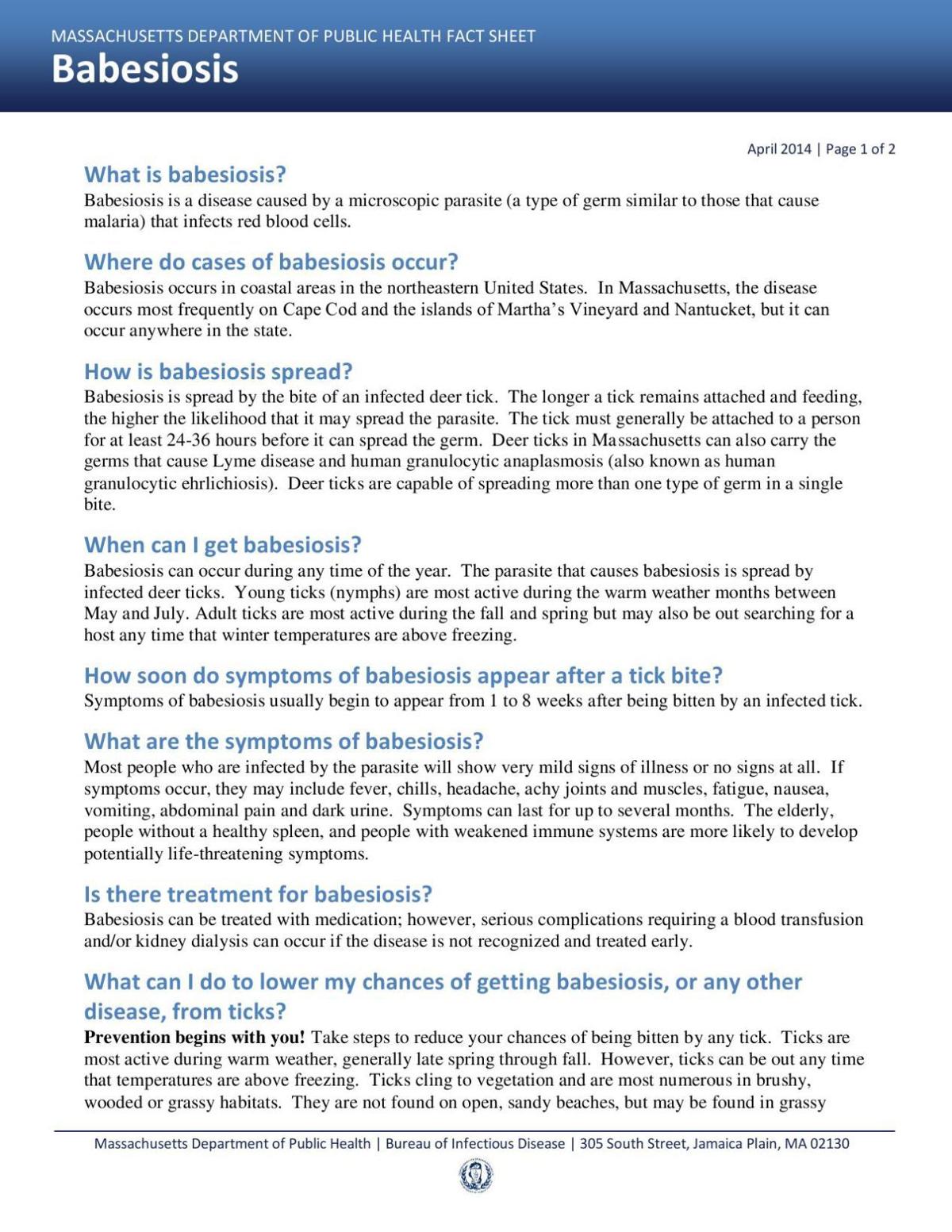 Babesiosis fact sheet | | cnhinews.com