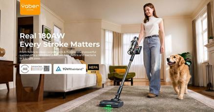 Yaber Launches Cordless Vacuum HP20: TÜV-Tested 180AW Suction, SGS-certified H13 HEPA Filtration, and SenseCleanAI AI Detection Under $200