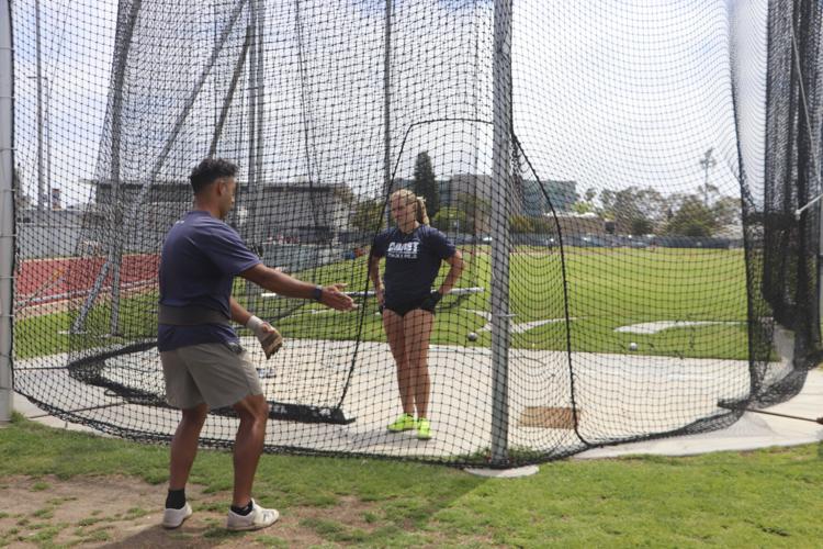 Luigi Gonzalez talks to Abigail Gavrilovic in preparations for SoCal Prelims track and field