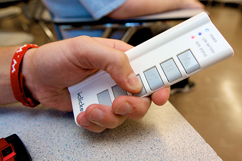 Professors use clickers to track attendance, participation