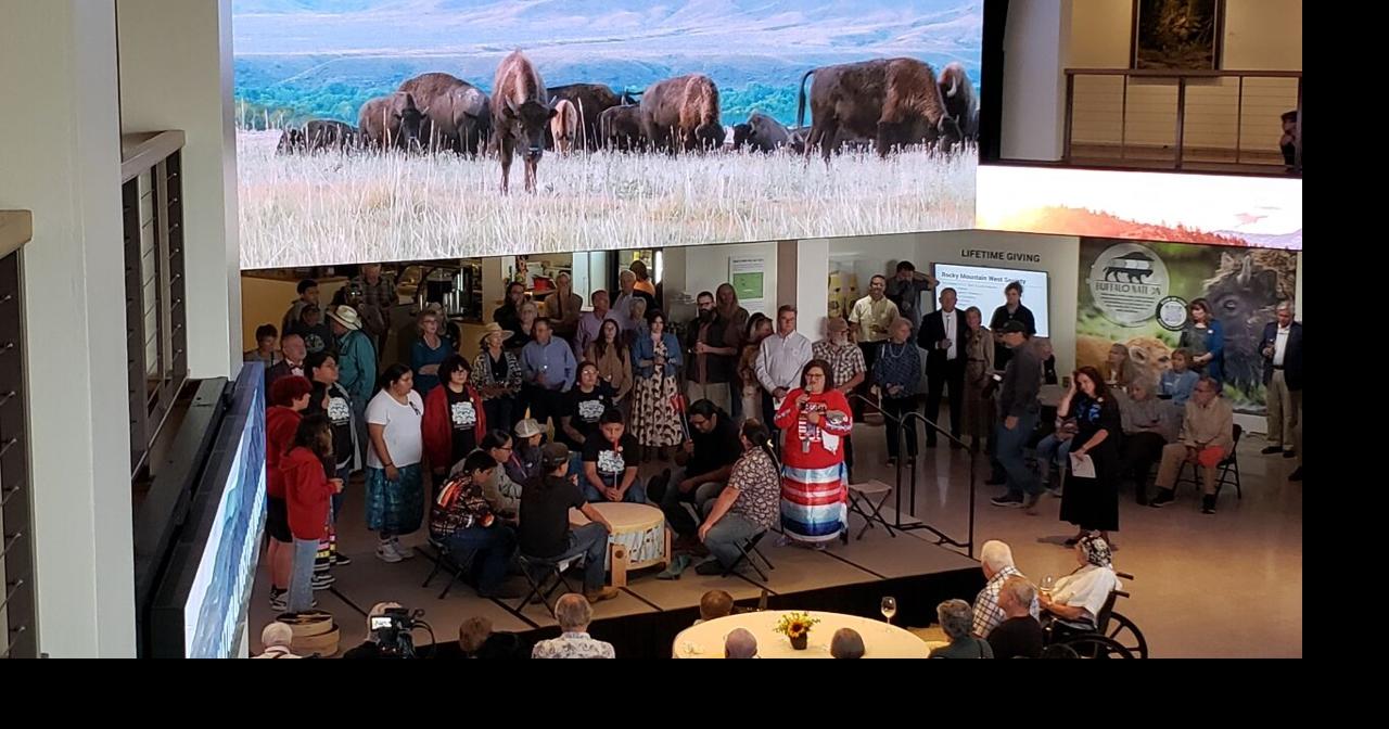 Students perform on buffalo drum at Center of the West