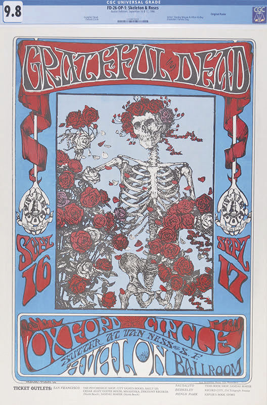 Grateful Dead Poster Skeleton with Roses The