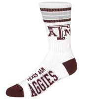 For Bare Feet Mens NCAA 4 Stripe Deuce Crew Socks