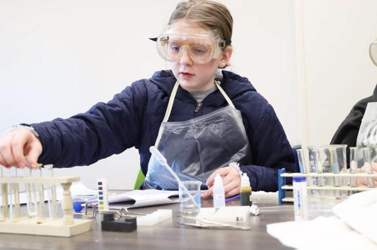Girl and test tubes