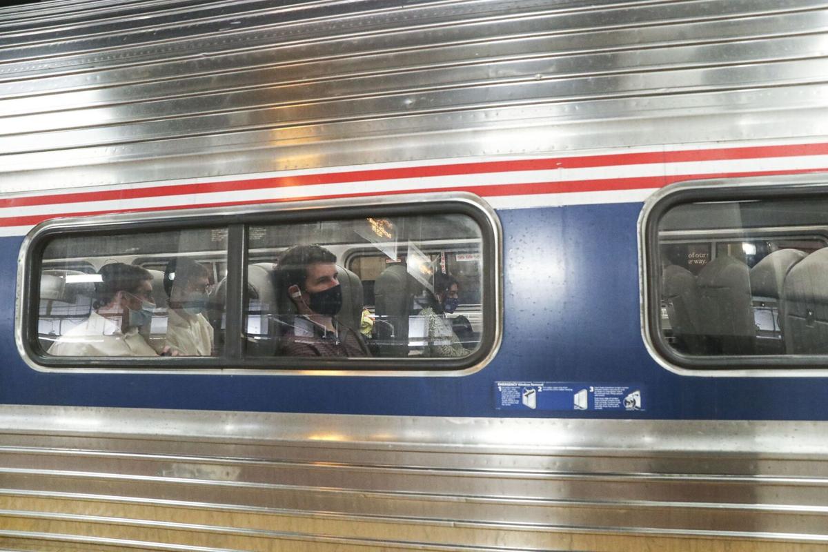 An Amtrak Northeast Regional train at Philadelphia's 30th Street Station.