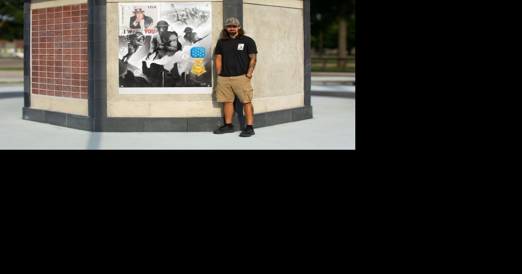 Area muralist and children's author adds art to veteran's memorial, publishes second book