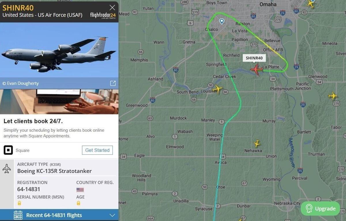 Arrival of new WC-135R Constant Phoenix jet at Offutt