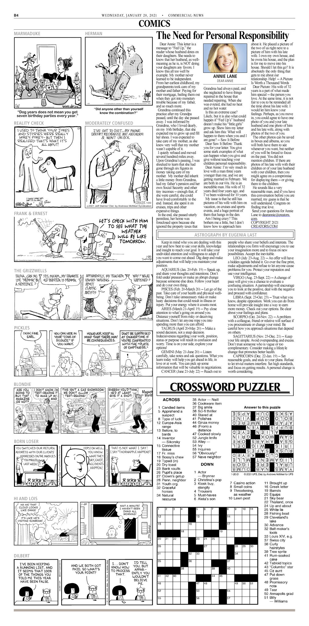 Crossword Puzzle Advice Comics For Jan 20 2021 Community Commercial News Com