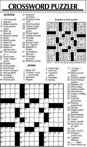 Crossword Puzzle, Advice/Comics for August 25, 2021 ...
