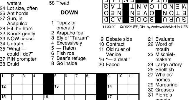 Crossword Puzzle, Advice/Comics for Nov. 30, 2022 | Community ...