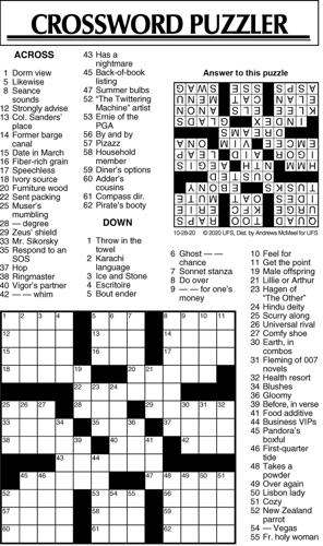 Crossword Puzzle, Advice/Comics for Oct. 28, 2020 | Community ...