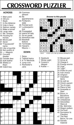Crossword Puzzle, Advice/Comics for Jan. 29, 2021 | Community ...
