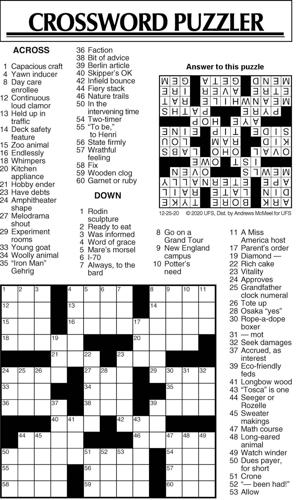 Crossword Puzzle, Advice/Comics for Dec.25, 2020 | Community ...