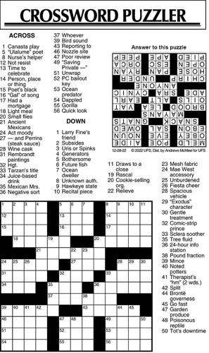 Crossword Puzzle, Advice/Comics for Dec. 28, 2022 | Community ...