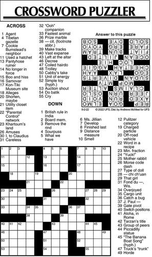 Crossword Puzzle, Advice/Comics for Sept. 3, 2022 | Community ...