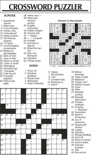 Crossword Puzzle, Advice/Comics for Nov. 13, 2020 | Community ...