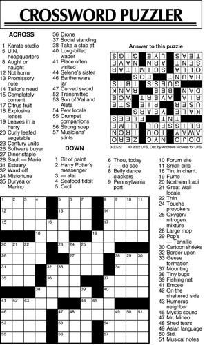 Crossword Puzzle Advice Comics For March 30 2022 Community Commercial News Com - Wall Mounted Crossword Puzzles