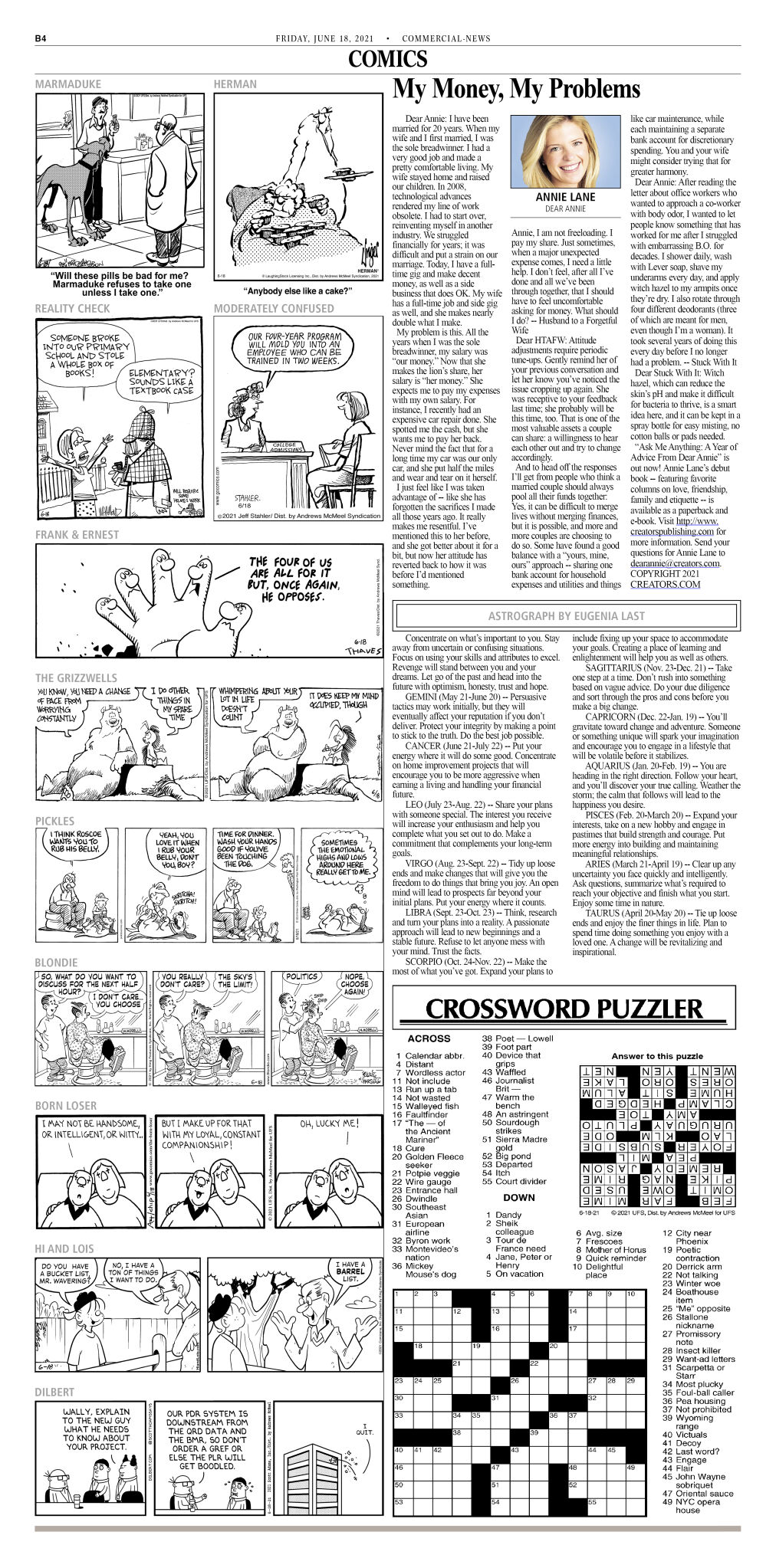 Crossword Puzzle Advice Comics For June 18 2021 Community Commercial News Com
