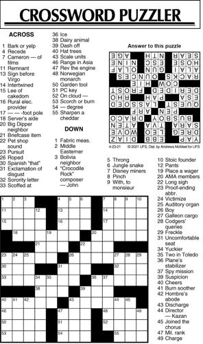Crossword Puzzle, Advice/Comics for April 23, 2021 ...