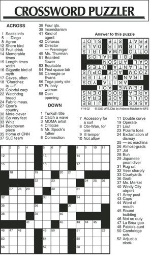 Crossword Puzzle, Advice/Comics for Nov. 9, 2022 | Community ...