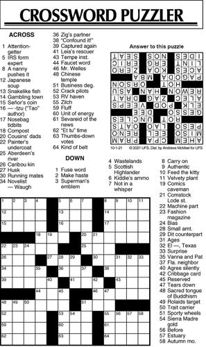 Crossword Puzzle, Advice/Comics for October 1, 2021 ...